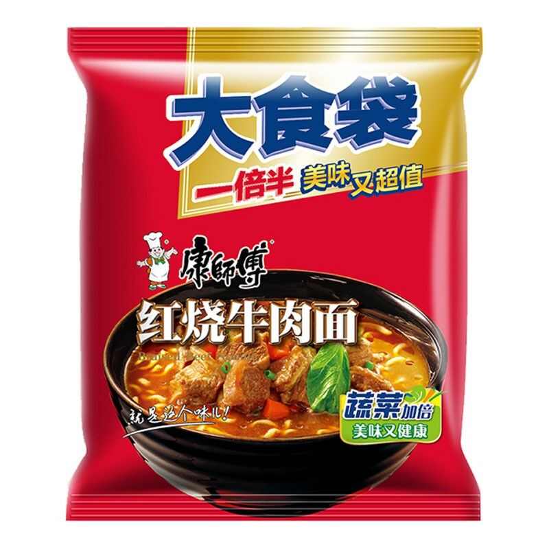 康师傅 大食袋红烧牛肉面 145g／袋