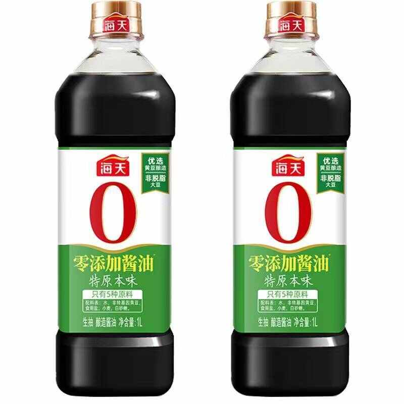 海天零添加酱油原本味1L